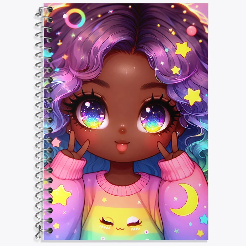 دفتر زبان 50 برگ خندالو مدل سه خط طرح دخترانه کیوت کد F6054