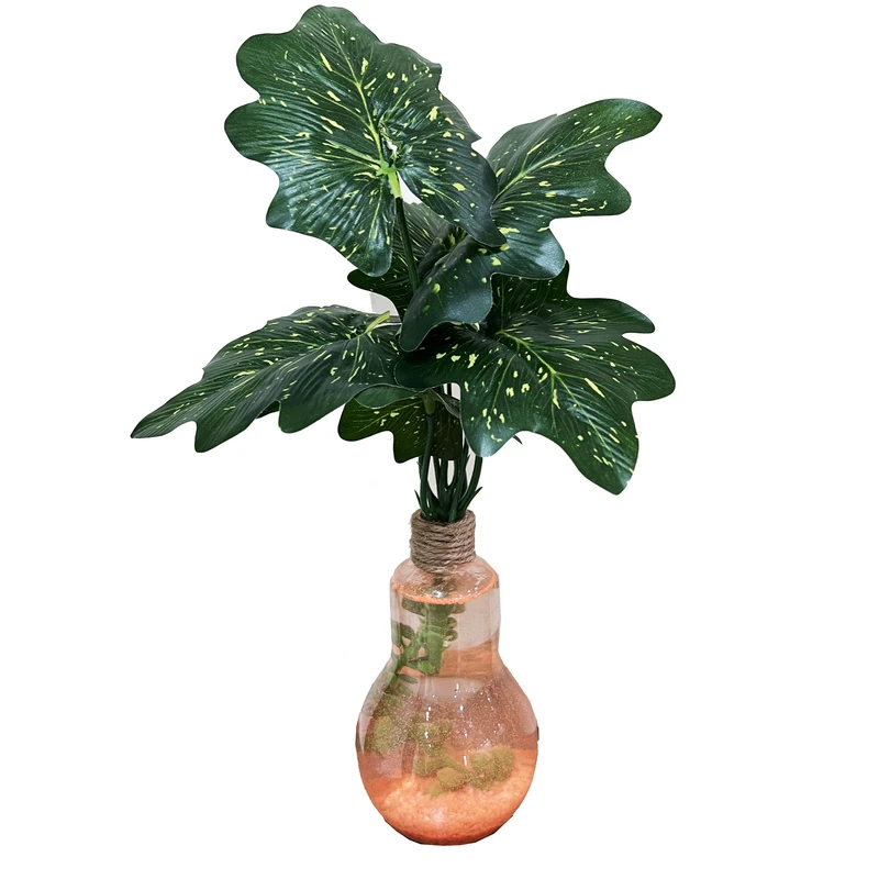 گلدان به همراه گل مصنوعی مدل لامپی 1008 ابلق