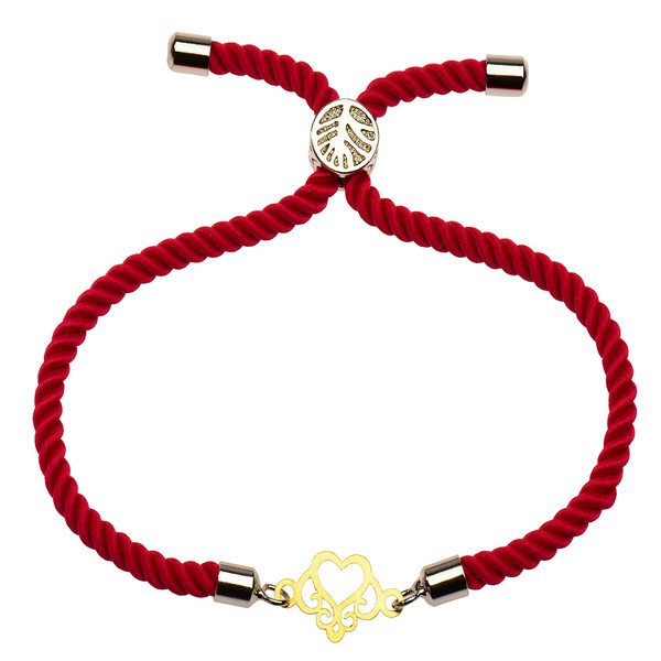 دستبند طلا 18 عیار دخترانه کرابو طرح قلب مدل Krd1111