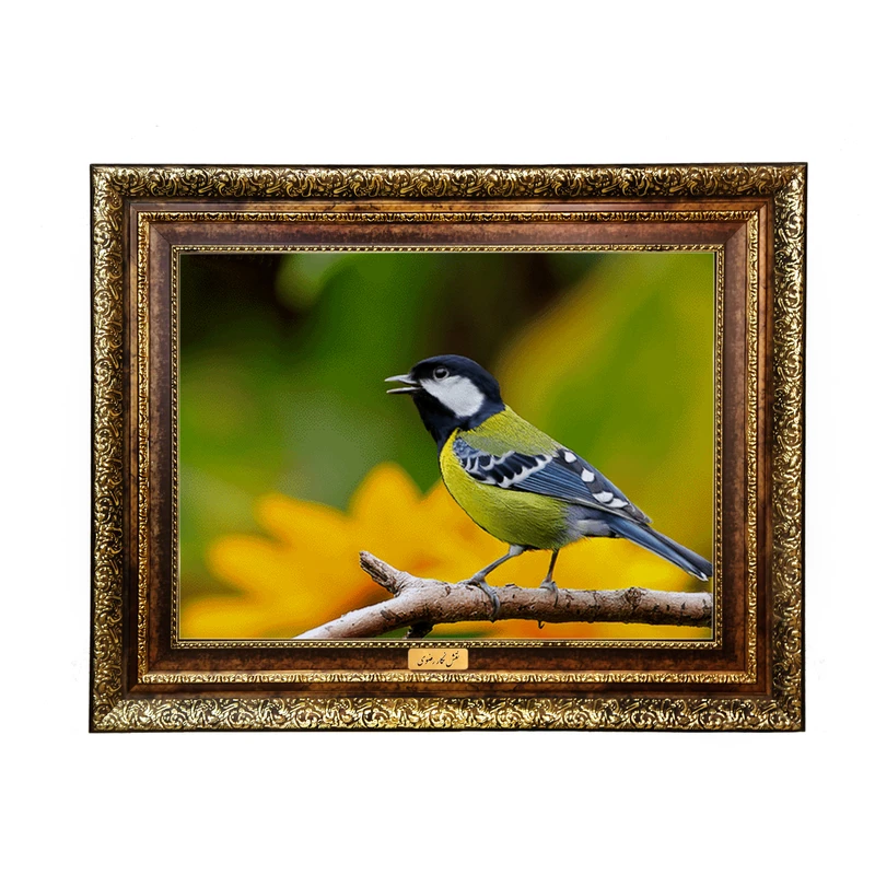 تابلو فرش ماشینی نقش نگار رضوی طرح پرنده کد 1068KH