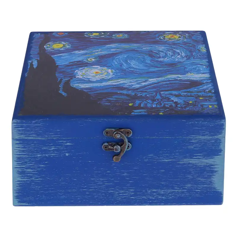 جعبه هدیه چوبی مدل هنری طرح آثار ونگوک کد WB002