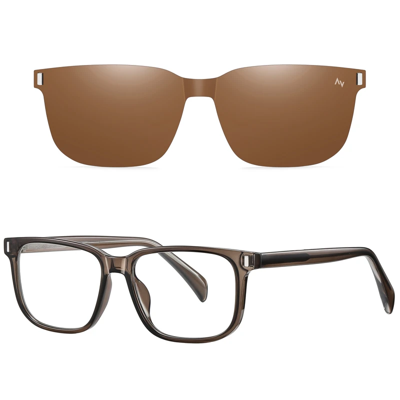 فریم عینک طبی آلبرت وگ مدل CG7201C646-P75 Polarized Double Switch مناسب برای انواع صورت به همراه کاور آفتابی