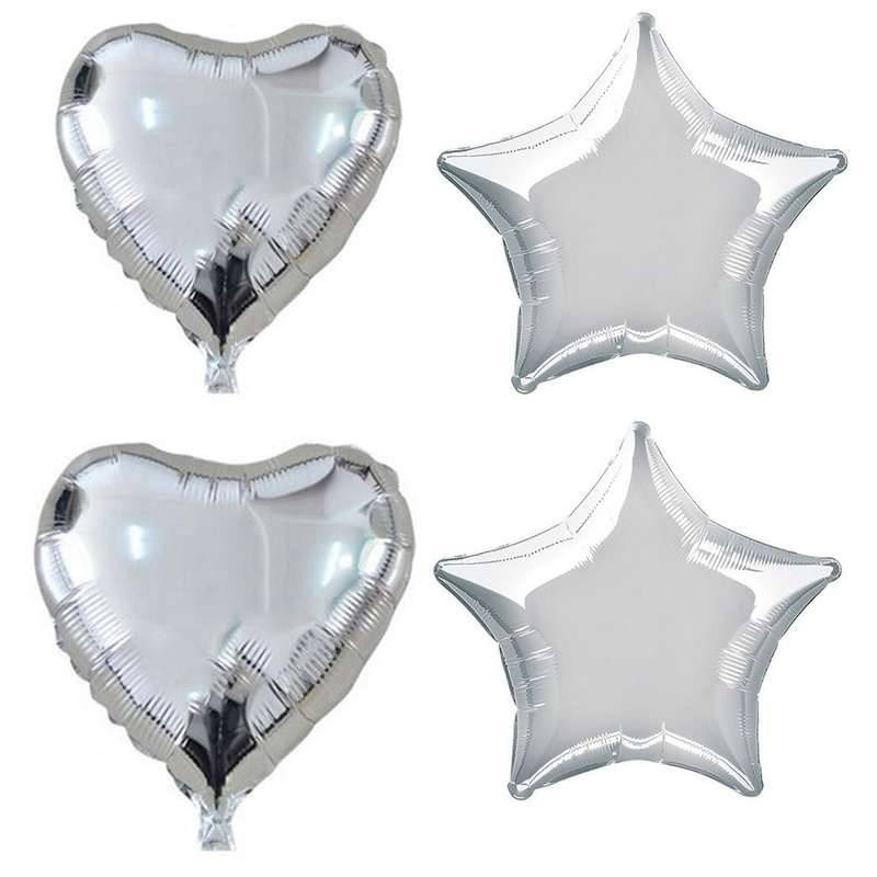 بادکنک فویلی طرح ستاره و قلب بسته 4 عددی