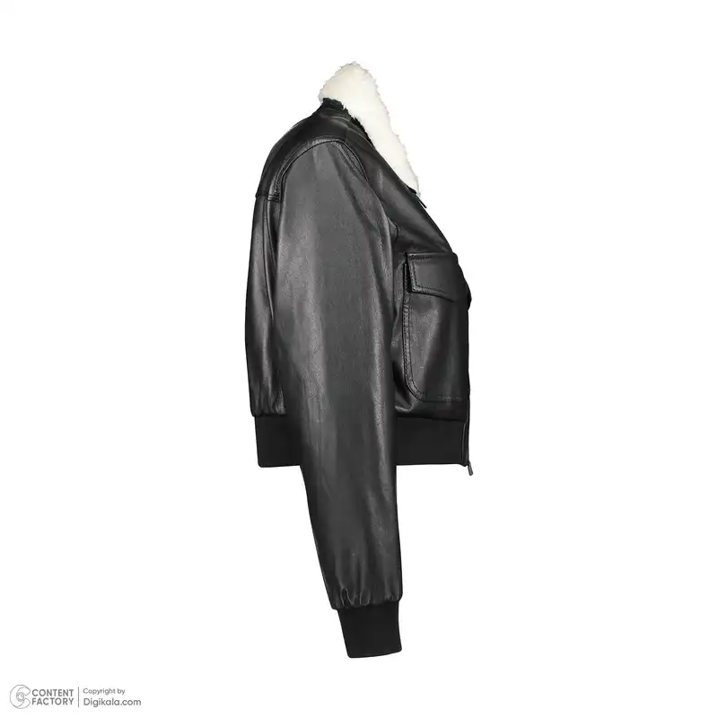 کت چرم زنانه چرم مشهد مدل k0134-001 رنگ مشکی