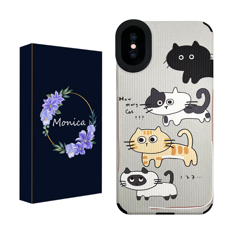 کاور مونیکا مدل کبریتی طرح پیشی ها مناسب برای گوشی موبایل اپل iPhone X / XS