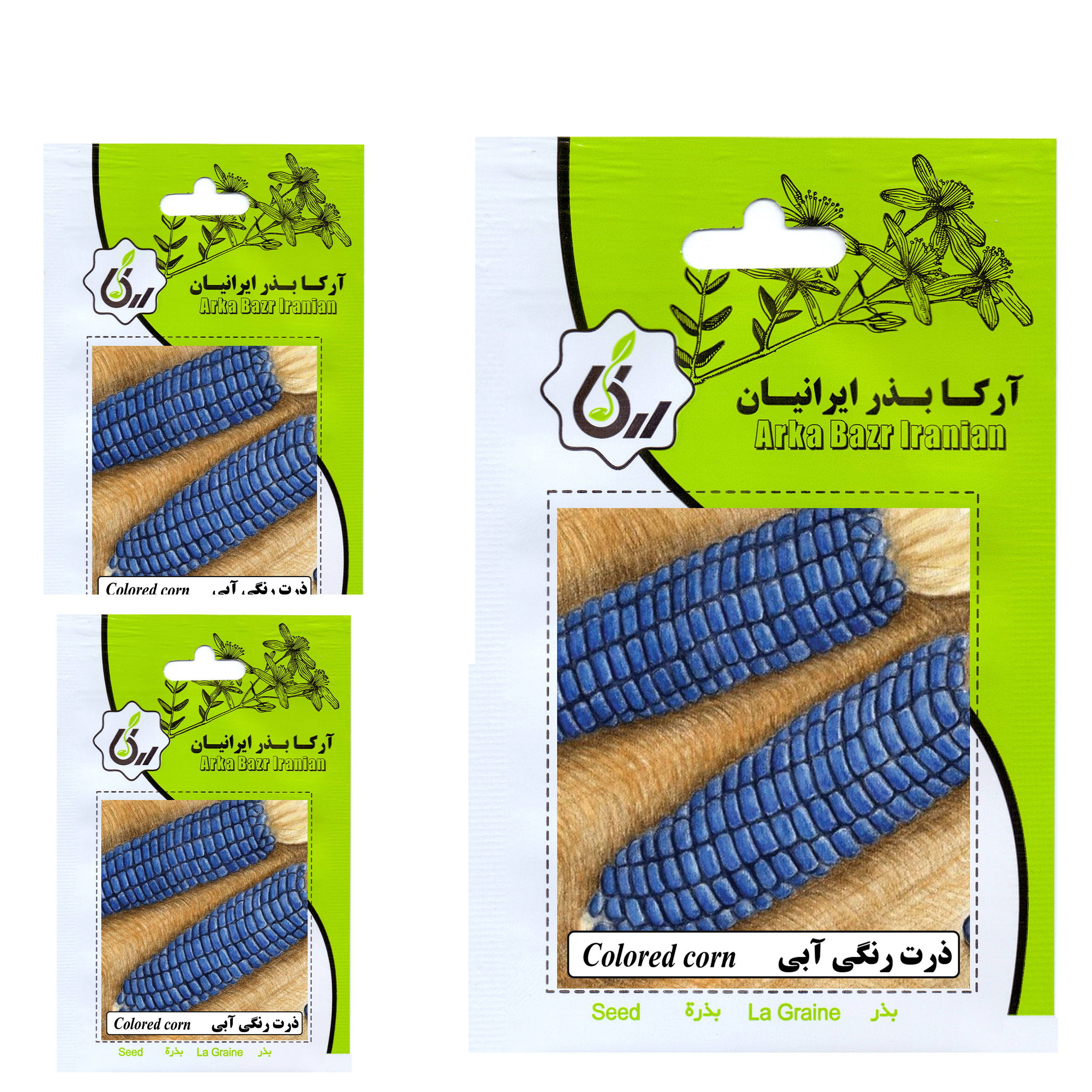 بذر ذرت رنگی آبی آرکا بذر ایرانیان کد 016 مجموعه 3 عددی