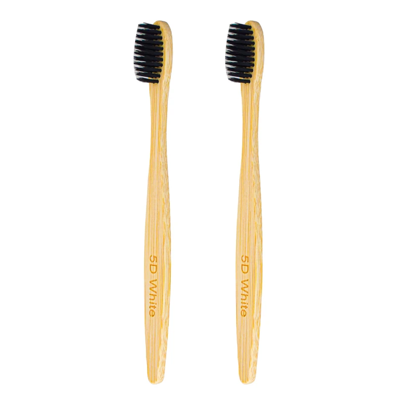  مسواک 5 دی وایت مدل چوب بامبو با برس نرم بسته 2 عددی