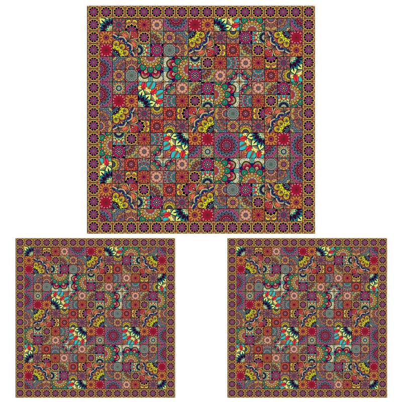 ست رومیزی سه تکه طرح چهار خونه کد 996
