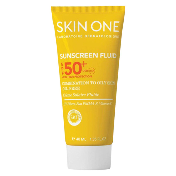 فلوئید ضدآفتاب بی‌رنگ اسکین وان SPF50 مدل combination، مناسب پوست‌های جرب و مختلط، حجم 40 میلی‌لیتر