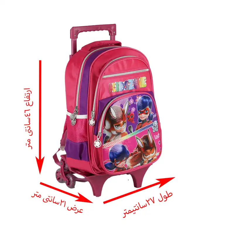 کوله پشتی چرخ دار طرح دخترکفشدوزکی کد FG69O