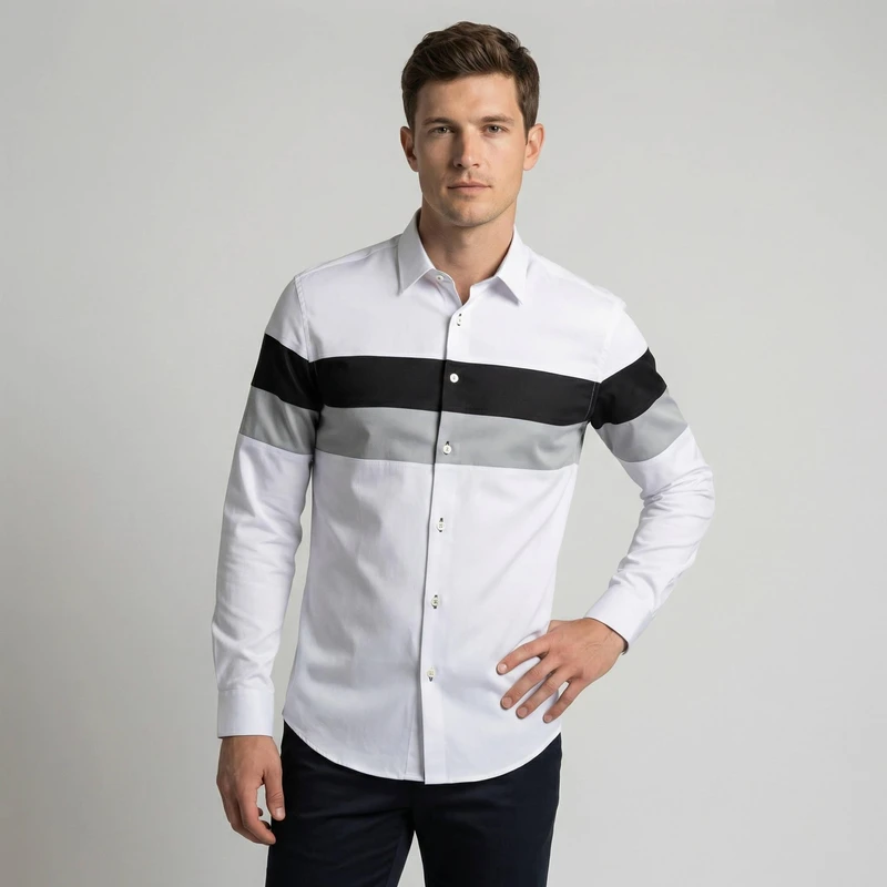 پیراهن آستین بلند مردانه پایتی جامه مدل پرچمی کد 16449395 