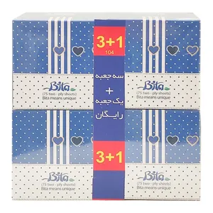 دستمال کاغذی 75 برگ بی تا مدل BI_ABISEFID75 بسته 4 عددی