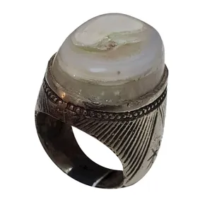 انگشتر نقره مردانه مدل عقیق سلیمانی مون استون  ASME2024