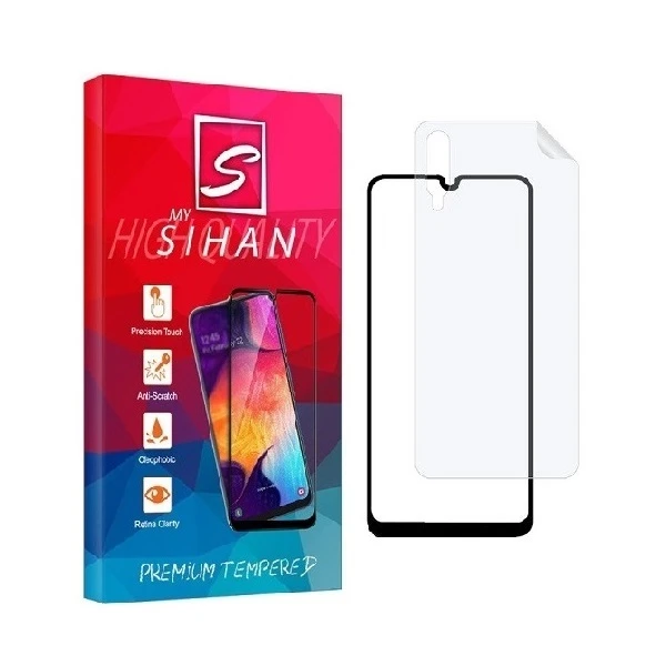 محافظ صفحه نمایش مای سیحان مدل FUL مناسب برای گوشی موبایل سامسونگ Galaxy A70 به همراه محافظ پشت گوشی 