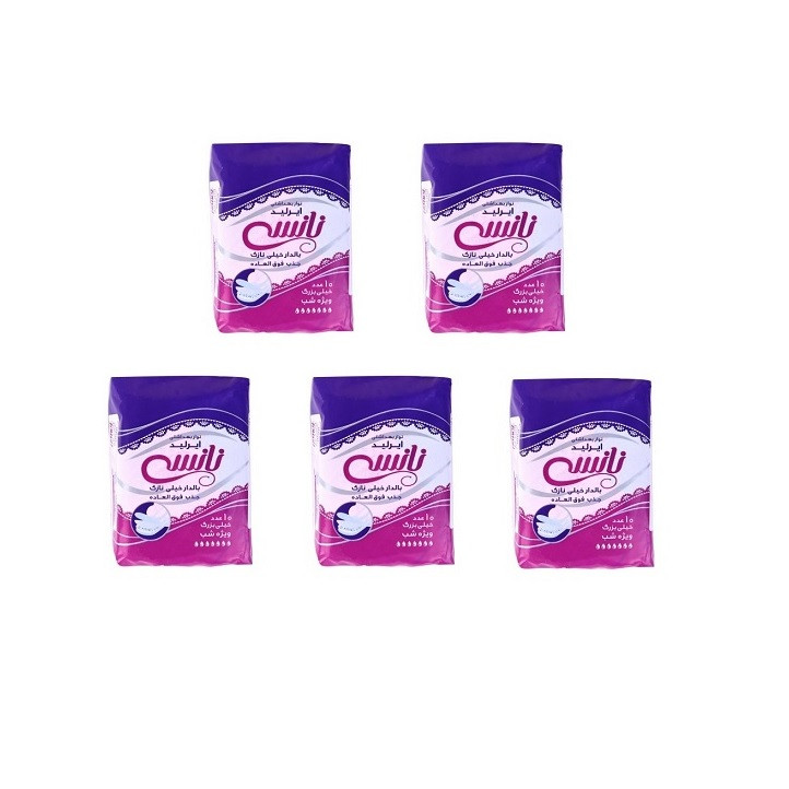 نوار بهداشتی نانسی مدل ایرلید سایز خیلی بزرگ مجموعه 5 عددی نوار بهداشتی نانسی مدل ایرلید سایز خیلی بزرگ مجموعه 5 عددی