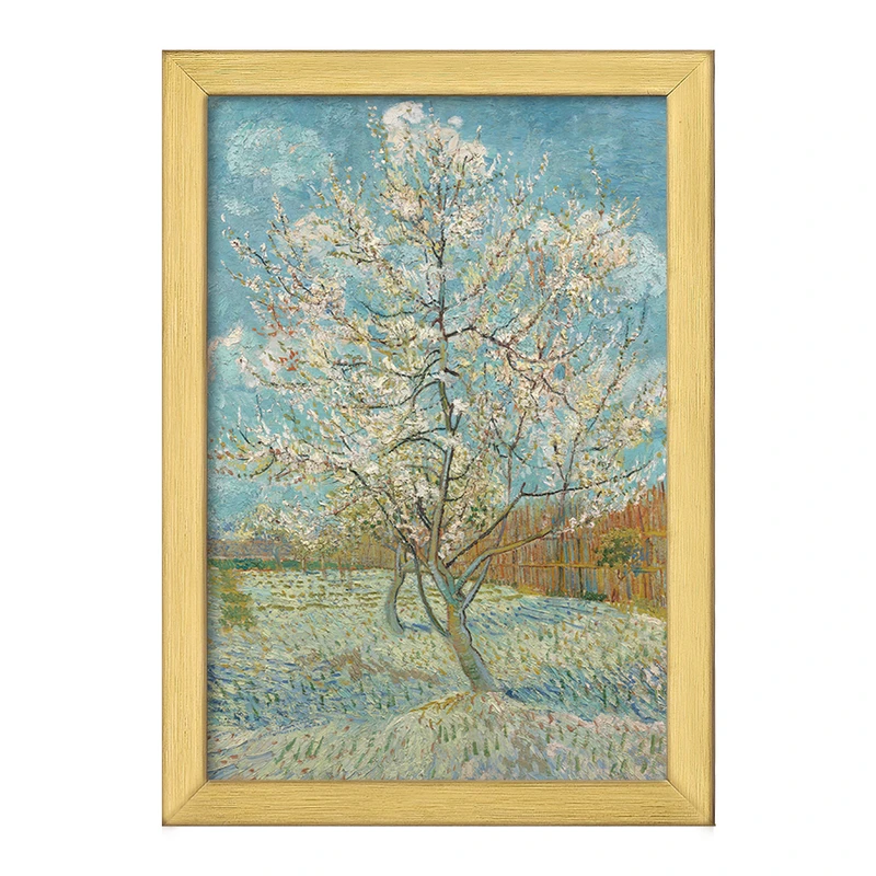 تابلو خندالو طرح درخت هلو صورتی ونسان ونگوگ (Van Gogh) کد 36806