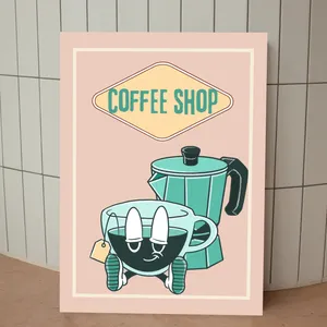 تابلو شاسی مدل کافی شاپی طرح کارتونی موکاپات کد 1052