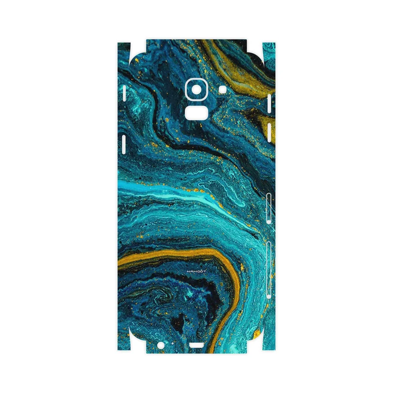 برچسب پوششی ماهوت مدل Turquoise marblewith golden streaks-FullSkin مناسب برای گوشی موبایل سامسونگ Galaxy J6