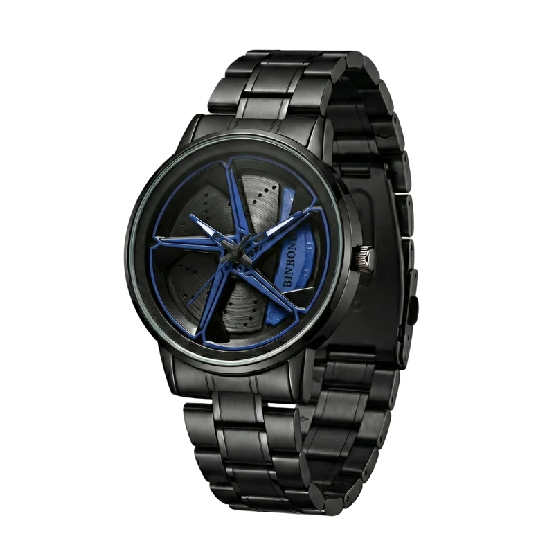 ساعت مچی عقربه‌ای کوارتز مردانه بین باند مدل اسپرت صفحه رینگ چرخان کد BN001