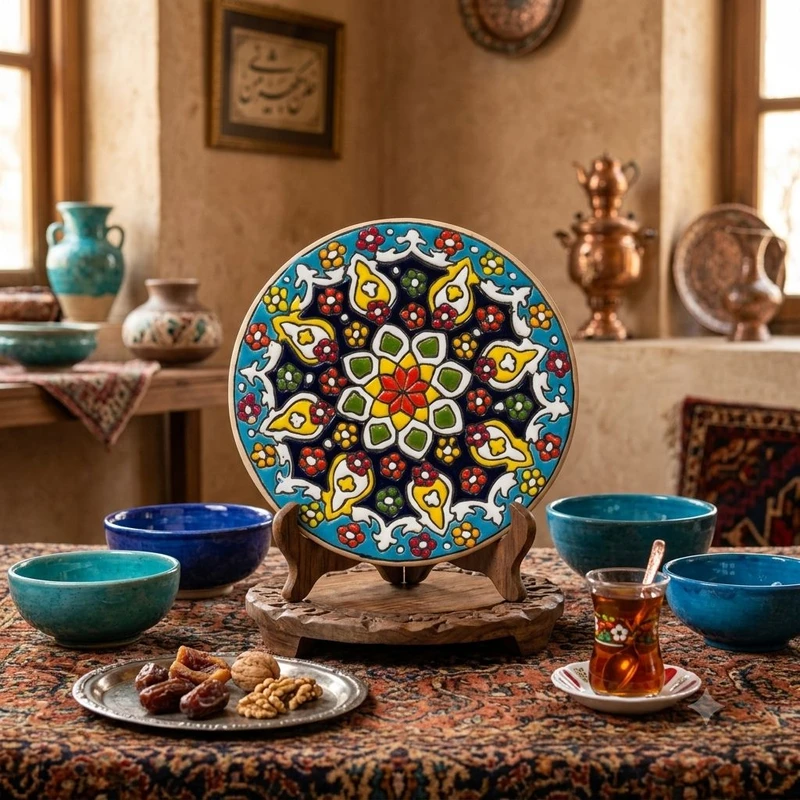 بشقاب میناکاری سفالی کد 1