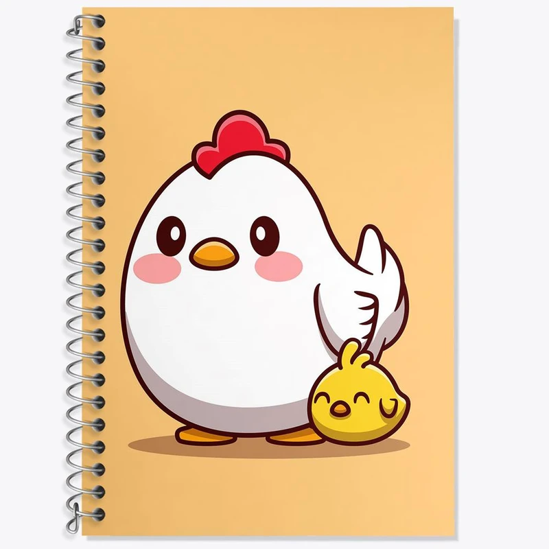 دفتر زبان 50 برگ خندالو مدل دو خط طرح حیوانات بامزه جوجه کد 25407