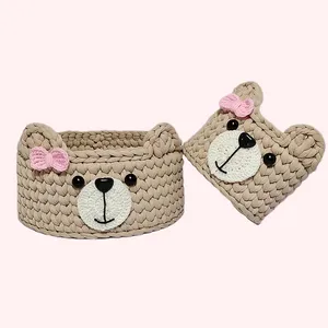سبد قلاب بافی تریکو مدل خرس کد 22 مجموعه 2 عددی