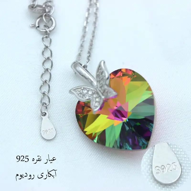 گردنبند نقره زنانه مدل قلب و پروانه کد SLP-58