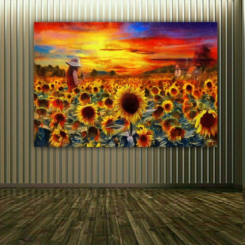 تابلو بوم طرح گل آفتابگردان کد PP2809