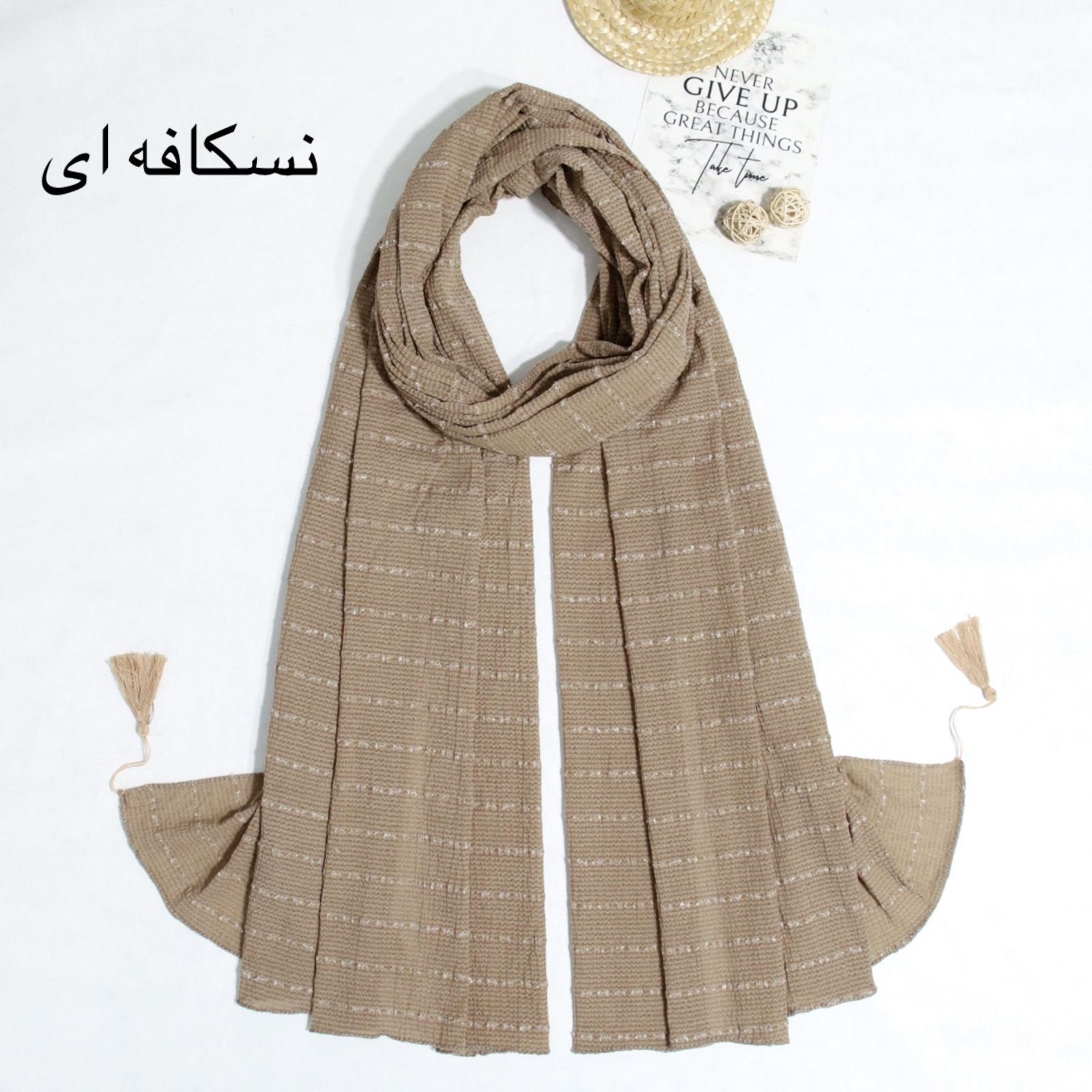 شال زنانه مدل نخی ساده پاییزه طرح کوک دوزی کد ana-9200 -  - 3