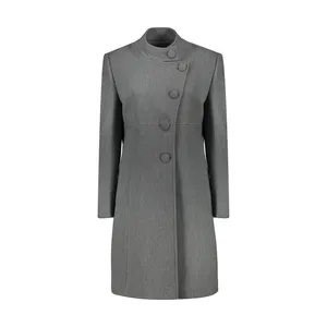 پالتو زنانه مانگ مدل فوتر یقه ایستاده برشدار