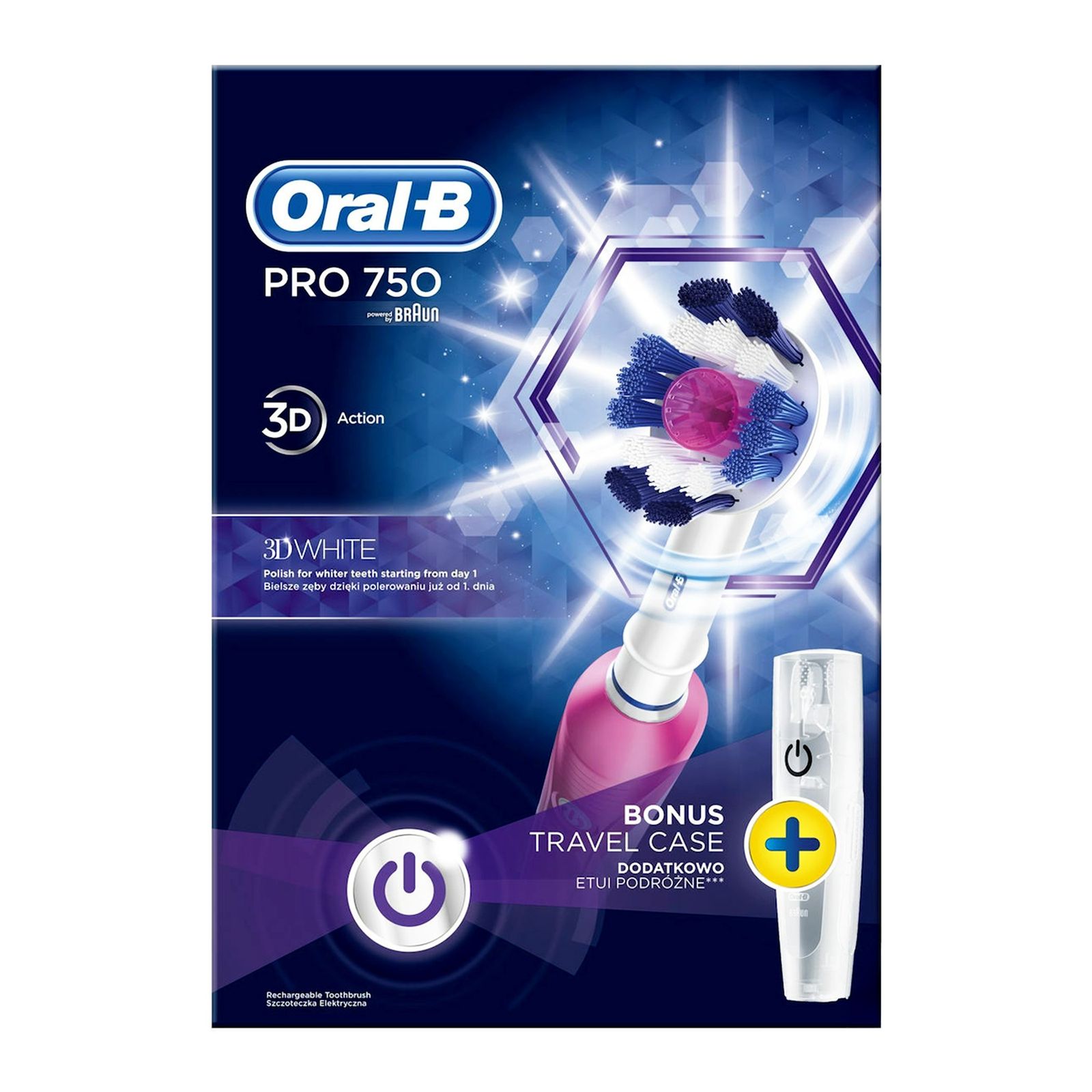 مسواک برقی اورال-بی مدل Pro 750 3D White Pink -  - 3