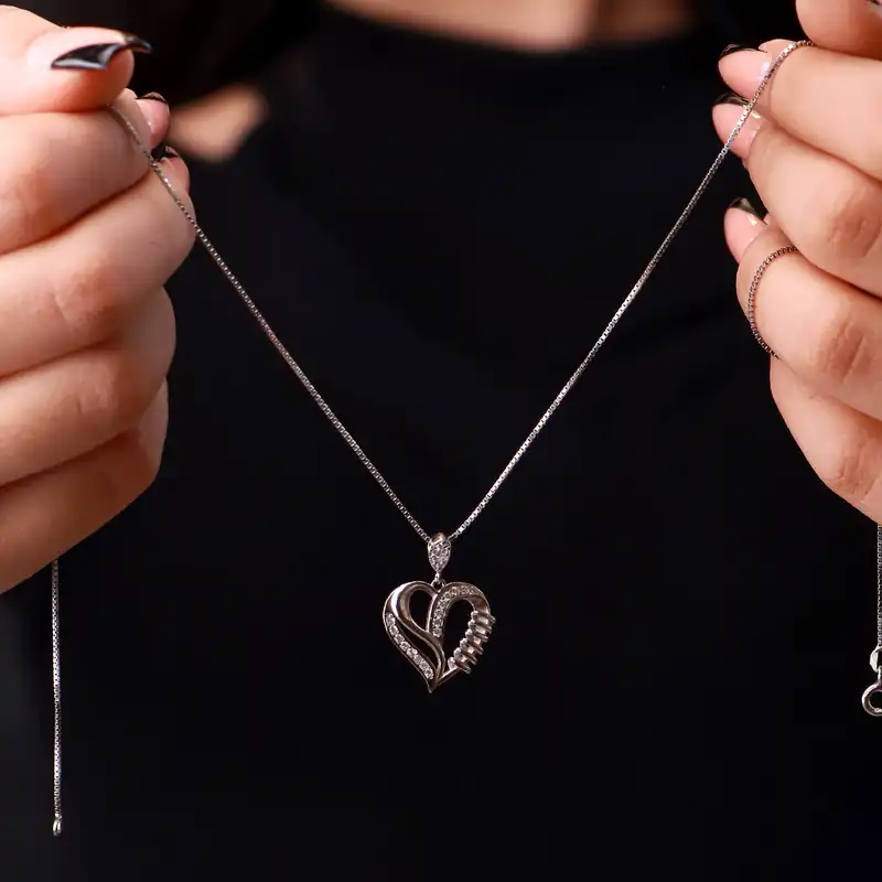 نیم ست نقره زنانه جی تی ای مدل قلب