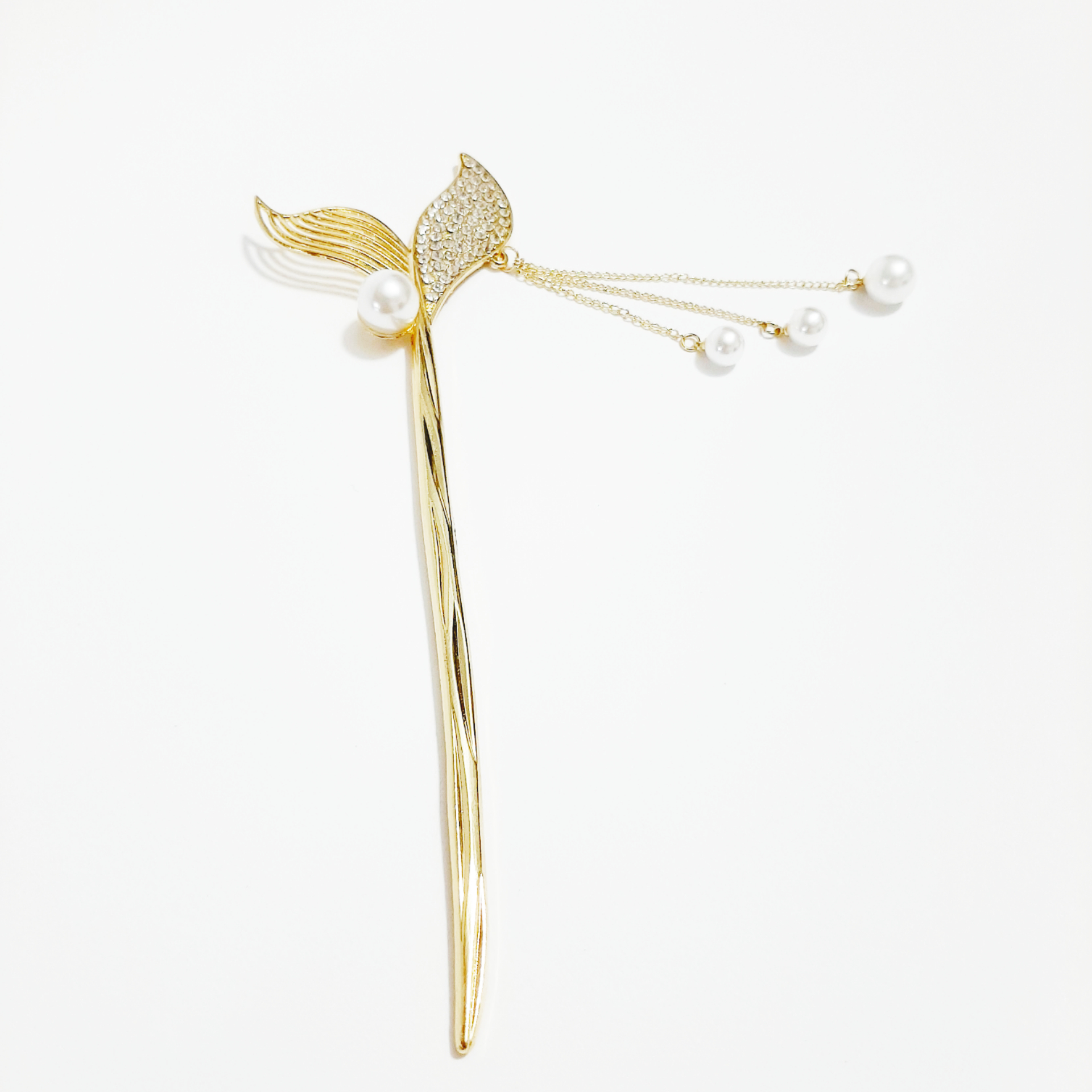 گیره مو زنانه مدل پین طرح دم ماهی نگینی