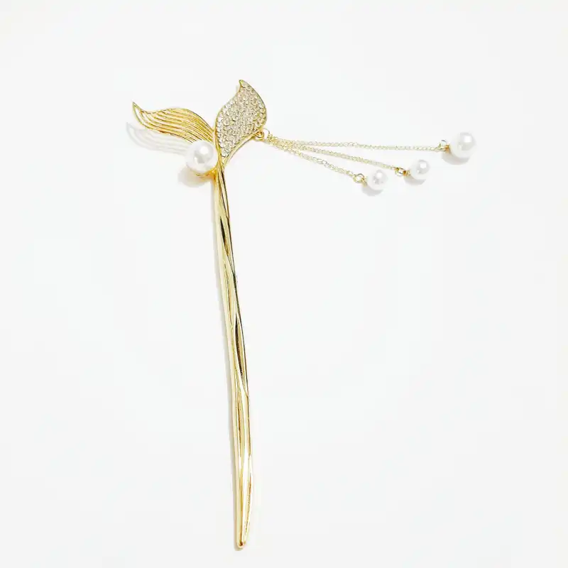 گیره مو زنانه مدل پین طرح دم ماهی نگینی