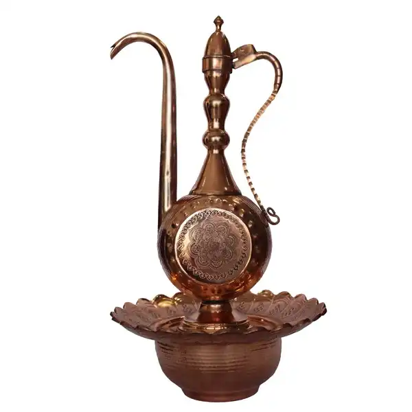 ست آفتابه و لگن مسی مدل خورشیدی کد ZH44