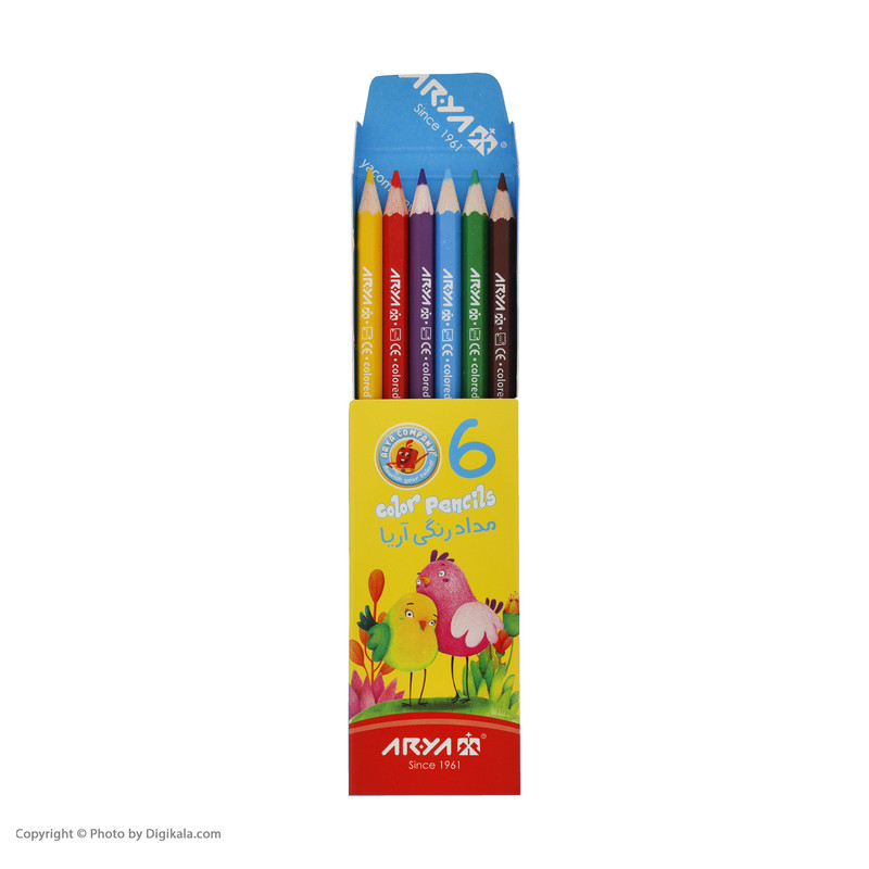 مداد رنگی 6 رنگ آریا مدل 3071