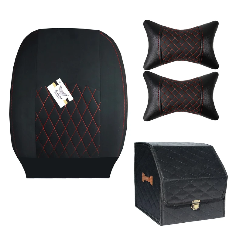 روکش صندلی خودرو سوشیانت مدل مخملی مناسب برای پراید صبا به همراه پشت گردنی و باکس صندوق  