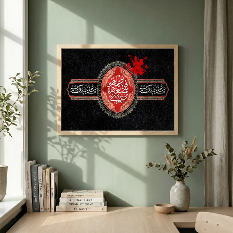 تابلو طرح یا حضرت فاطمه (س) مدل G15566 فریم کرم روشن