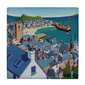 زیر لیوانی  مدل طرح نقاشی خانه های مدیترانه ای کد    6409720_5944