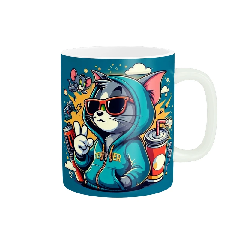 ماگ پاد آفرین طرح گربه کارتونی کد 6305