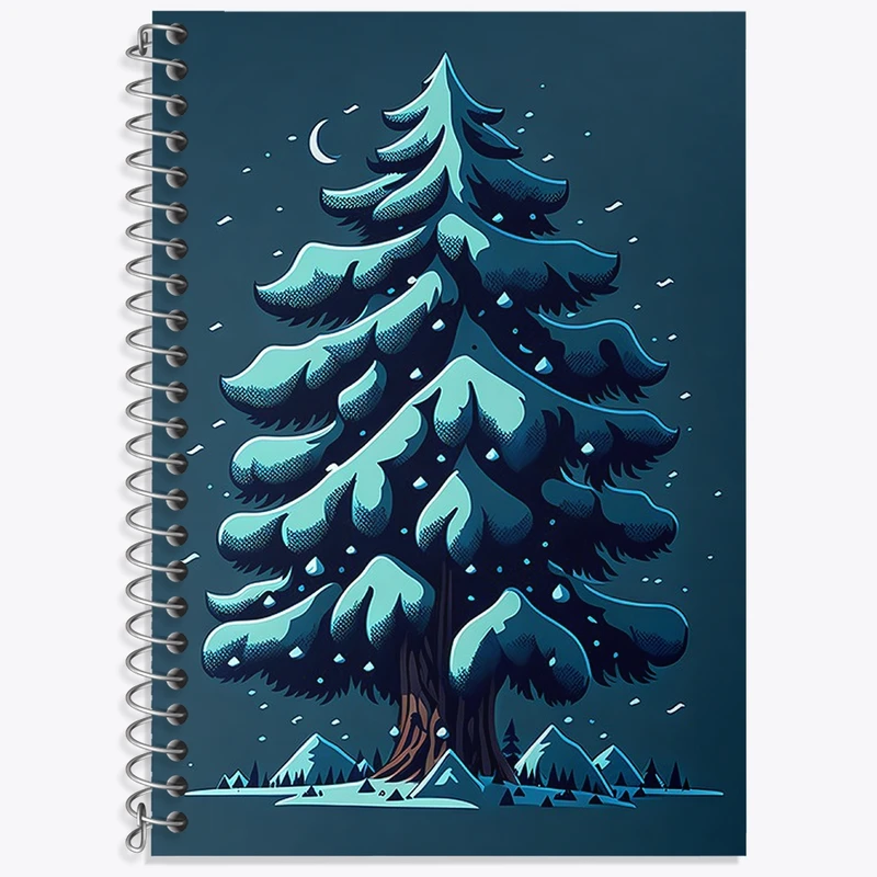 دفتر زبان 50 برگ خندالو مدل دو خط طرح درخت برفی کد N1447