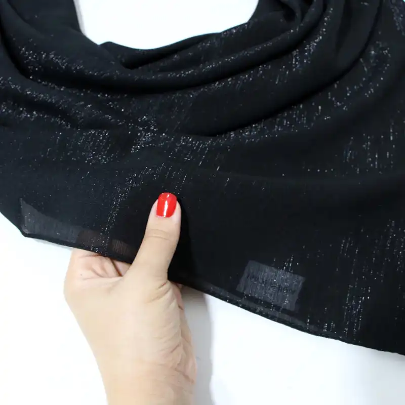 روسری زنانه مدل حریر لمه دار ساده منگوله دار کد 6010