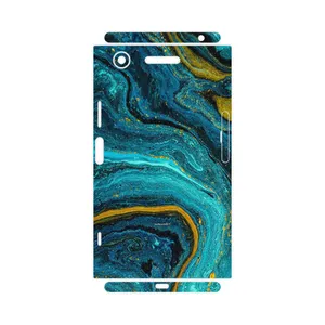 MAHOOT Turquoise marblewith golden streaks-FullSkin Cover Sticker for Sony Xperia XZ1