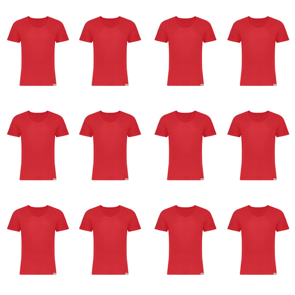 زیرپوش آستین دار مردانه برهان تن پوش مدل 2-02  رنگ قرمز بسته 12 عددی