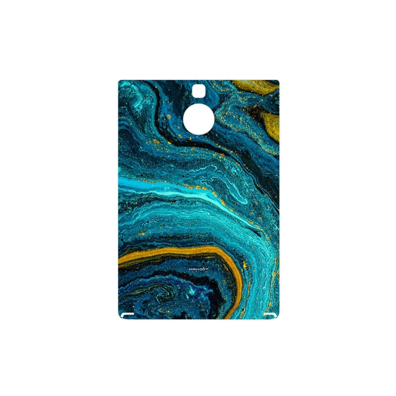 برچسب پوششی ماهوت مدل Turquoise marblewith golden streaks مناسب برای گوشی موبایل بلک بری Passport Silver Edition