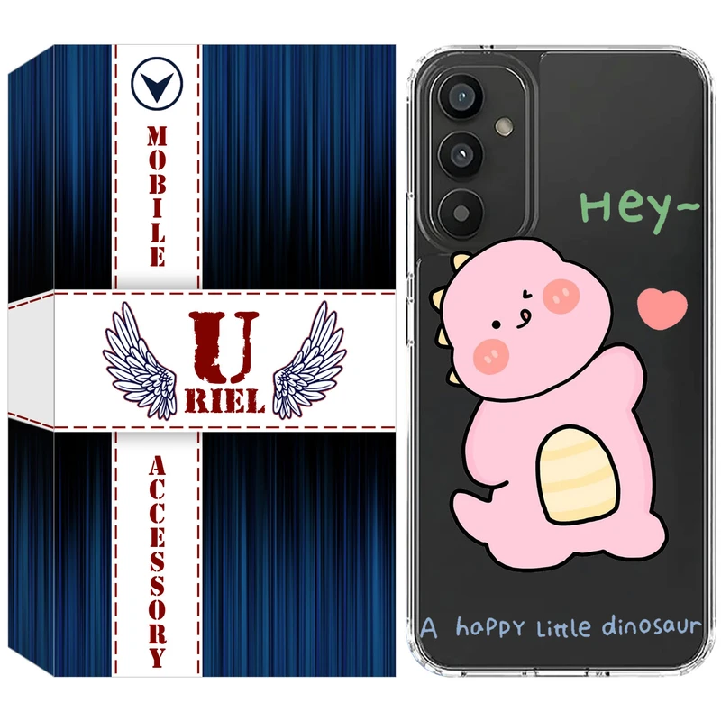 کاور یوریل مدل Clear کد 26 طرح دایناسور صورتی مناسب برای گوشی موبایل سامسونگ Galaxy A25