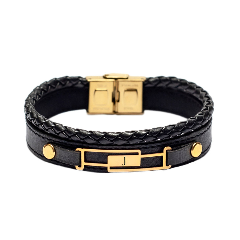دستبند طلا 18 عیار مردانه لیردا مدل حرف J