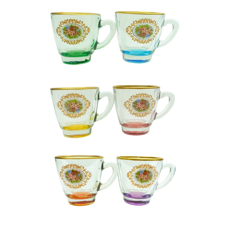 فنجان کاوه مدل کافه رنگی مجموعه 6 عددی 