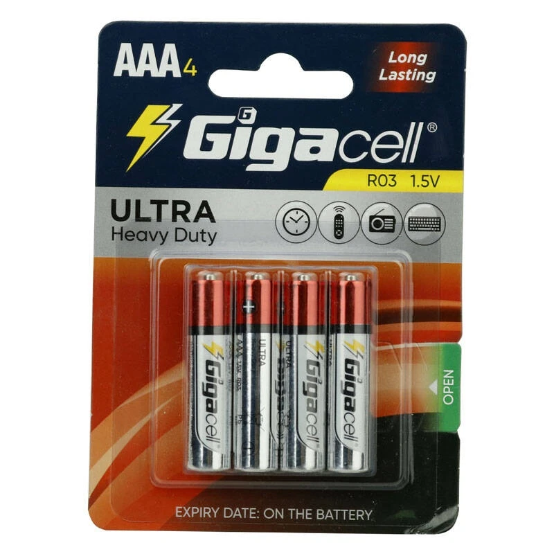 باتری نیم قلمی گیگاسل مدل Ultra Heavy Duty R03 بسته چهار عددی
