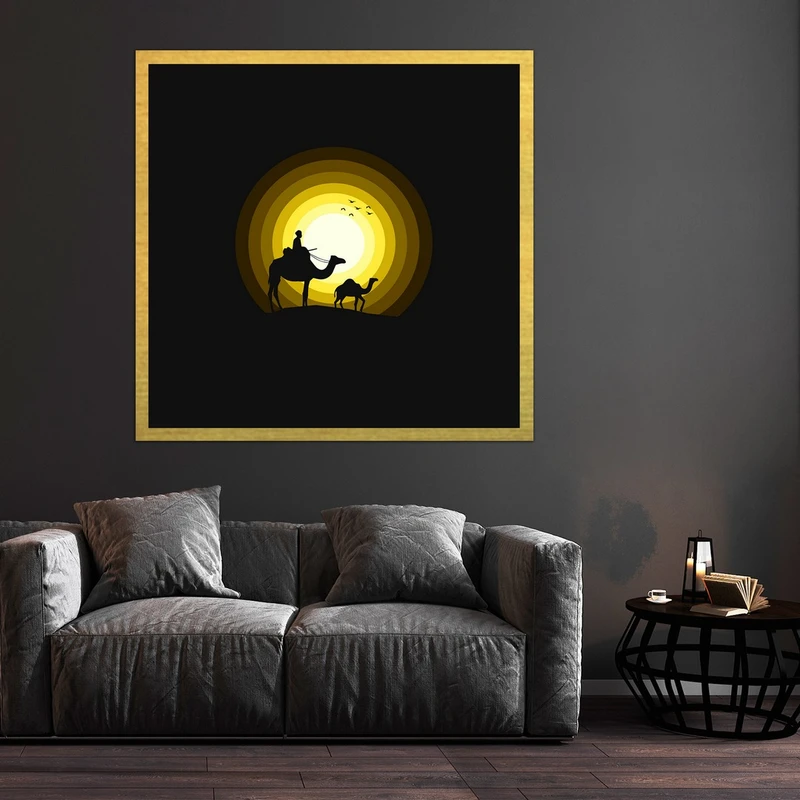 تابلو بکلیت طرح شب مهتاب و شتر مدل قاب شاسی T-S10004